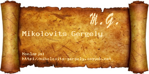 Mikolovits Gergely névjegykártya